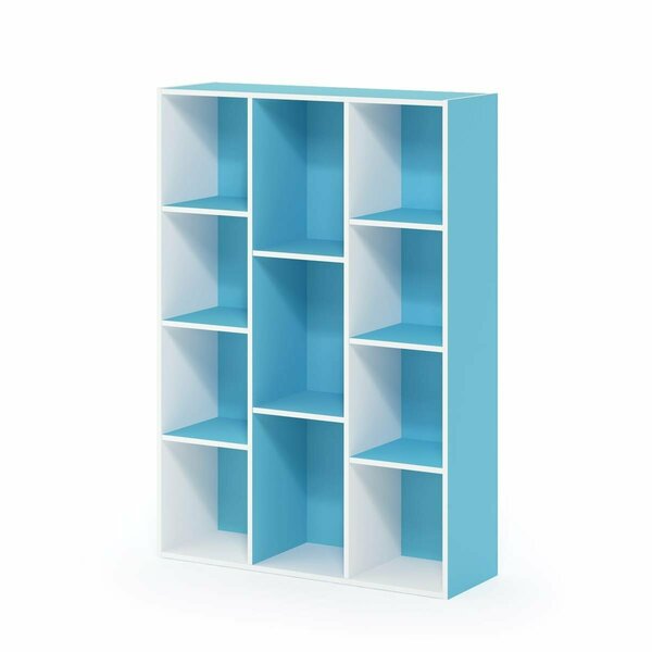 Furinno 11-Cube Reversible Open Shelf Bookcase, White & Light Blue 11107WHLBL